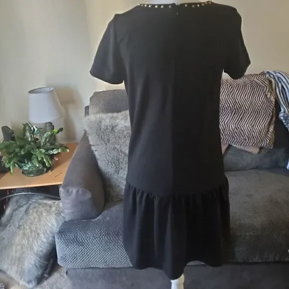 Designer. Sinequonone Paris. black with gold stud Details dress. Size Small - Picture 3 of 9